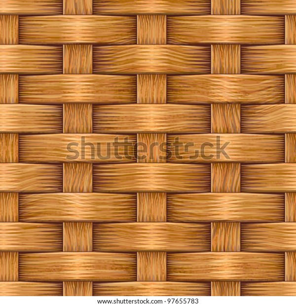 Abstract decorative wooden textured\
basket weaving background. Seamless pattern.\
Vector.
