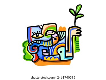 abstracto decorativo. Estilo dibujado a mano. Estilo garabato. Símbolo de creatividad, innovación, inspiración, descubrimiento e ideas. Vector