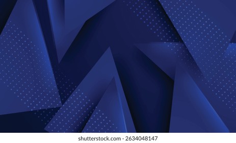 Abstract Deep Blue Geometric Background with Dots and Triangles