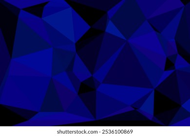 Plano de fundo poligonal azul profundo abstrato com padrão triangular geométrico para arte e design digitais.