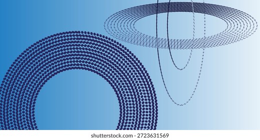 Esfera azul profunda abstrata de ondas de partículas brilhantes e energia moderna arte ponto elegante