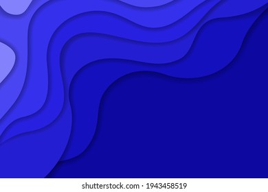 Abstract deep blue wavy paper cut background