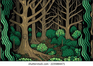 Abstract of Deep Forest Background in Vector