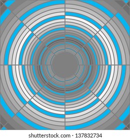 Abstract deep gray tube, light at end of tunnel, blue lighting, vector background