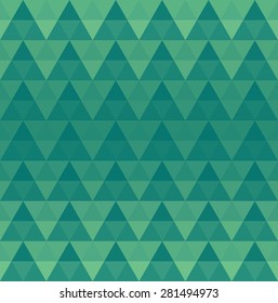 Abstract deep green monochrome background of triangles. Geometric mosaic with flow of colors. Vector Illustration.