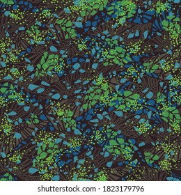 Abstract deep green vector seamless pattern. Fall winter fashion season. Contemporary art background.