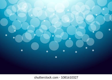 Abstract deep ocean blue bokeh night luxury background vector illustration.