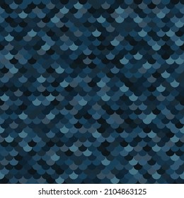 Resumen de la superficie de la escala de peces de medio tono profundo del océano. Textura marina de color índigo. Denim patrón transparente con escalas reptilianas.