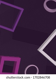 Abstract deep purple background with 3d geometric shapes.