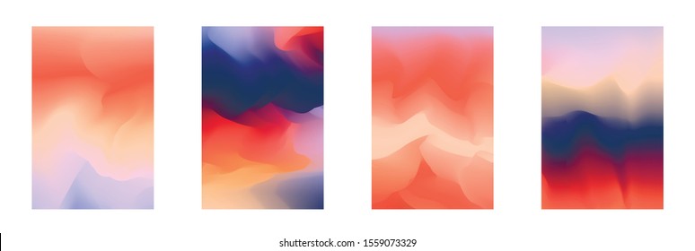 Abstract deep red and blue vibrant gradient colors backgrounds for fashion flyer, brochure design. Set of soft, bright gradiented wallpaper for mobile apps, ui design, banner, poster