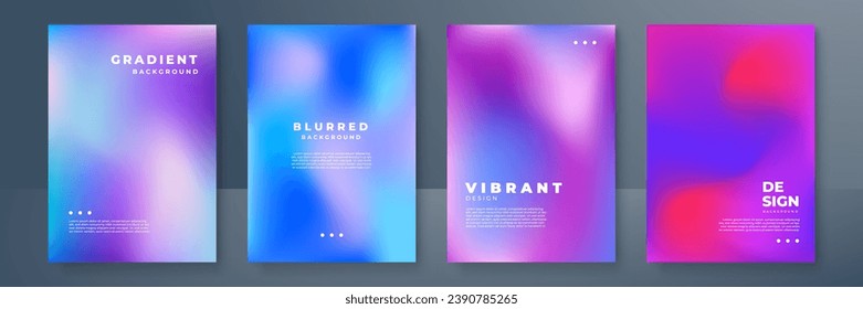 Abstract deep red and blue vibrant gradient colors backgrounds for fashion flyer, brochure design. Set of soft, bright gradient wallpaper for mobile apps, ui design, banner, poster