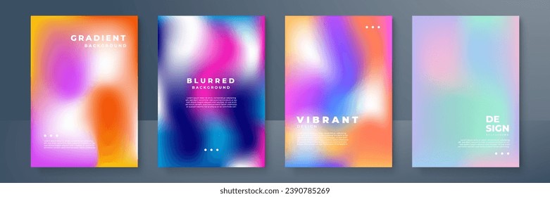 Abstract deep red and blue vibrant gradient colors backgrounds for fashion flyer, brochure design. Set of soft, bright gradient wallpaper for mobile apps, ui design, banner, poster