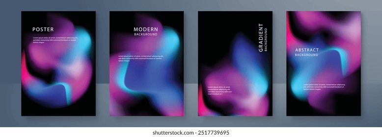 Abstract deep red and blue vibrant gradient colors backgrounds for fashion flyer, brochure design. Set of soft, bright gradient wallpaper for mobile apps, ui design, banner, poster