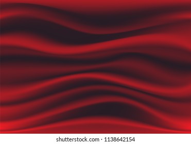 Abstract deep red fabric satin wave luxury background vector illustration.