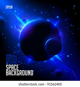 Abstract Deep Space Background: Planets, Stars, Lights eps10