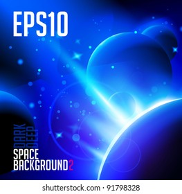 Abstract Deep Space Background: Planets, Stars, Lights eps10 Version 2