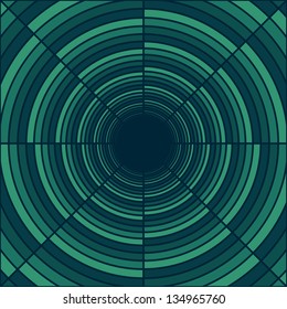 Abstract deep tube, light at end of tunnel, vector background