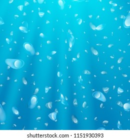 abstract deep underwater background with sunlight and air bubbles