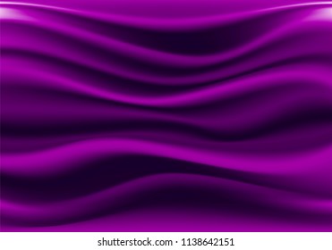 Abstract deep violet fabric satin wave luxury background vector illustration.