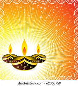 abstract deepawali background in orange vector illustration