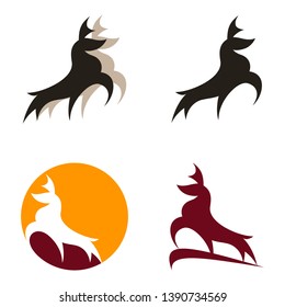 Abstract Deer Buck Stag Vector Logo Illustration Set