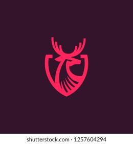 Abstract Deer Emblem Shield