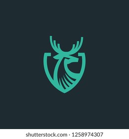 Abstract Deer Emblem Shield