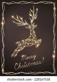 Abstract Deer with Golden Lights Elegant Christmas Greeting
