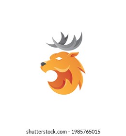 Abstract Deer Head Antler illustration with Vibrant Colorful Gradient Color