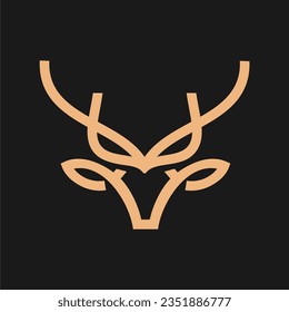 abstract deer head icon logo vector design, modern logo pictogram design of abstract outline reindeer or buck with stag