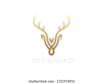 Abstract Deer Head Logo Design. Vector illustration. Stylized geometric shape deer logotype.