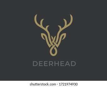 Abstract Deer Head Logo Design. Vector illustration. Stylized geometric shape deer logotype.