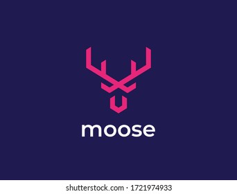 Abstract Deer Head Logo Design. Vector illustration. Stylized geometric shape deer logotype.