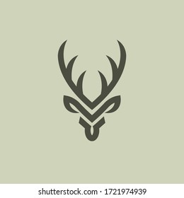 Abstract Deer Head Logo Design. Vector illustration. Stylized geometric shape deer logotype.