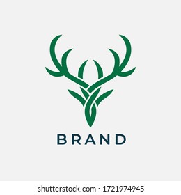 Abstract Deer Head Logo Design. Vector illustration. Stylized geometric shape deer logotype.