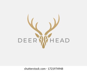 Abstract Deer Head Logo Design. Vector illustration. Stylized geometric shape deer logotype.