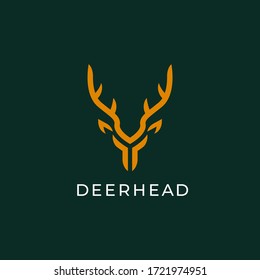Abstract Deer Head Logo Design. Vector illustration. Stylized geometric shape deer logotype.