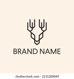 Abstrakter Logo-Design-Vektorgrafik für Deer Head. Stylische geometrische Form des Hirschlogotyps