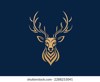 Abstract deer head logo design. Vector illustration. Stylized deer logotype.