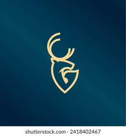Abstract deer head logo design. Vector illustration. Stylized deer logotype.