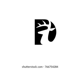 Abstract Deer Head Logo Inside Alphabet Stock Vector (Royalty Free ...