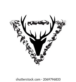 Resumen del logo de la cabeza de ciervo. Usable para logotipos de empresas y marcas. Elemento de plantilla de diseño de logotipo de vectores planos