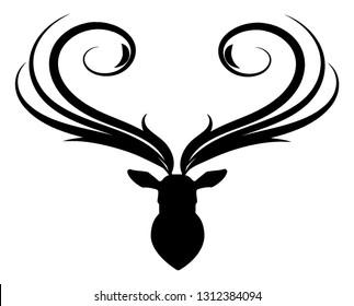 Abstract Deer Head Silhouette Heart Shaped Stock Vector (Royalty Free ...