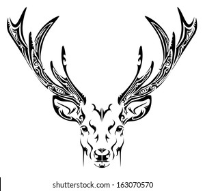 Abstract Deer Head Tribal Tattoo