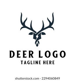 abstract deer head vector logo design. deer head symbol for hunting wild animals