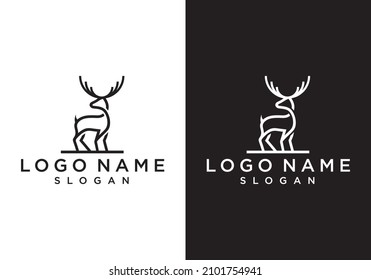 abstract deer line logo head facing back