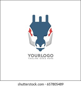 Abstract deer logo, elegant animal head vector logo design