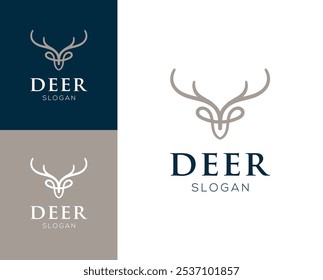 Abstract Deer logo. Deer head with abstract line style logo design illustration.
