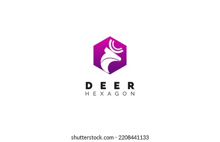 Logotipo de ciervo abstracto con concepto de línea y hexagón
