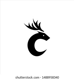 abstract deer logo simple fun vector, icon for animal graphic design template idea